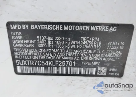 2019 BMW X3 Sdrive30I from USA, damaged, VIN 5UXTR7C54KLF25701